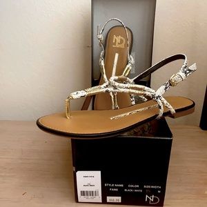 7.5 “New” Black/White Snake Sandals